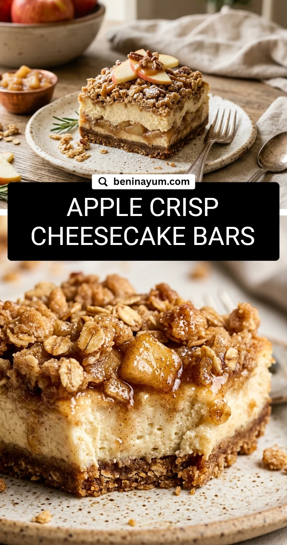 Apple Crisp Cheesecake Bars