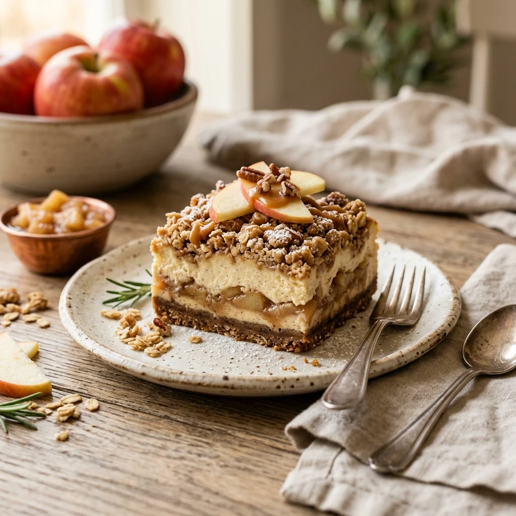 Apple Crisp Cheesecake Bars