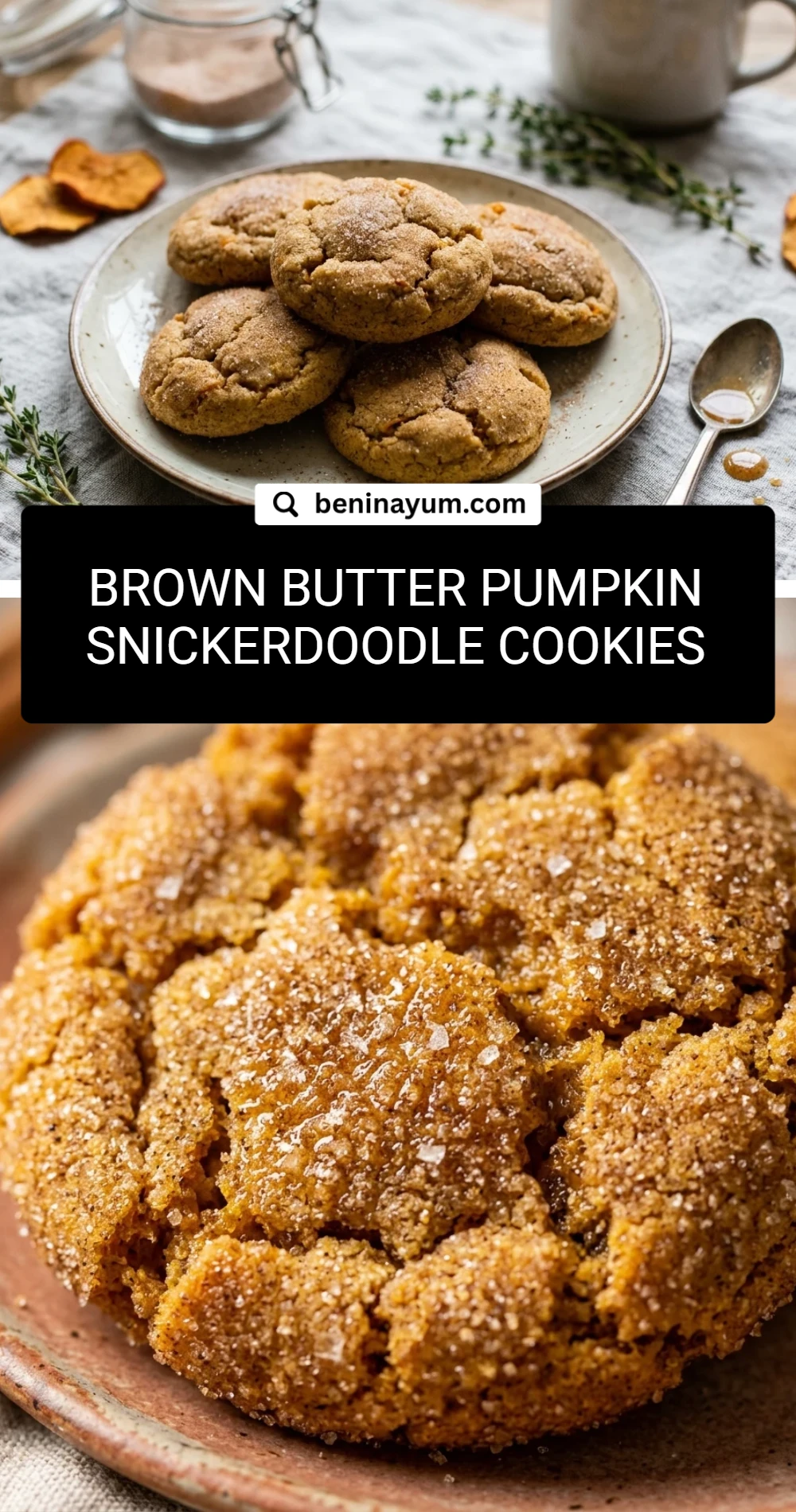 Brown Butter Pumpkin Snickerdoodle Cookies
