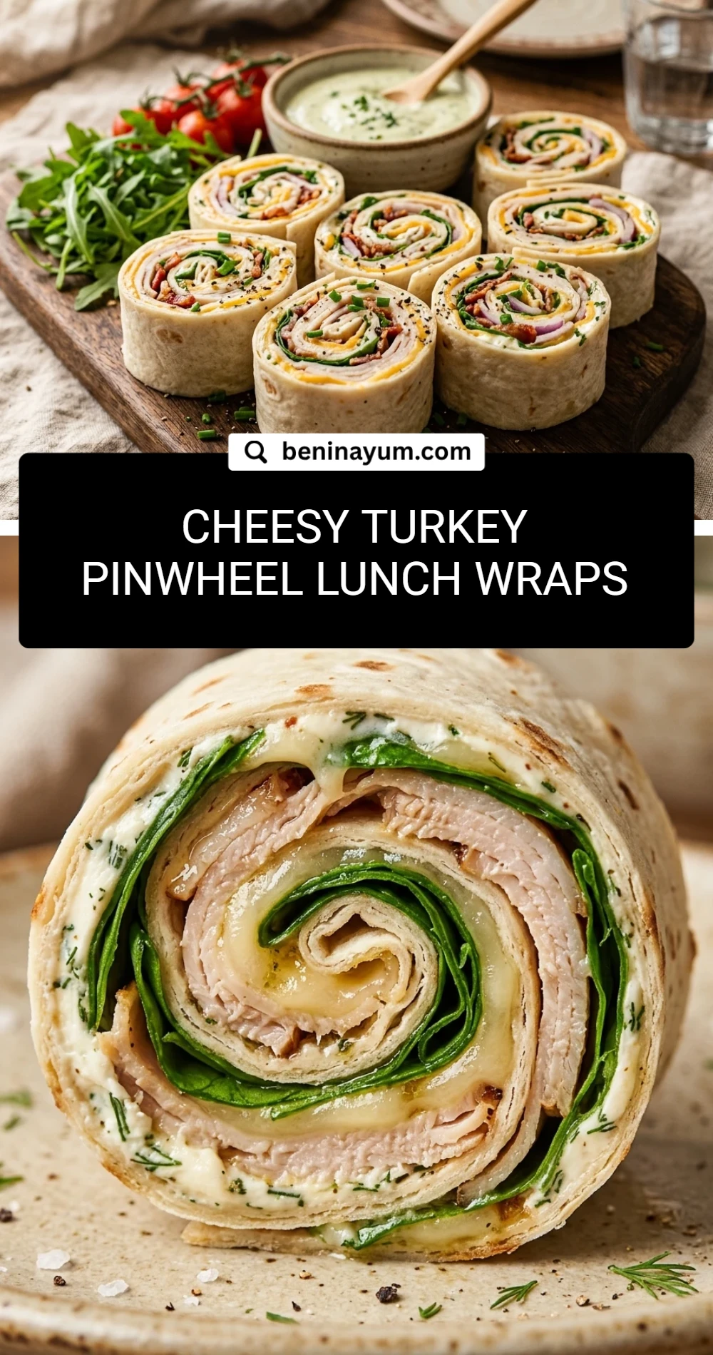 Cheesy Turkey Pinwheel Lunch Wraps
