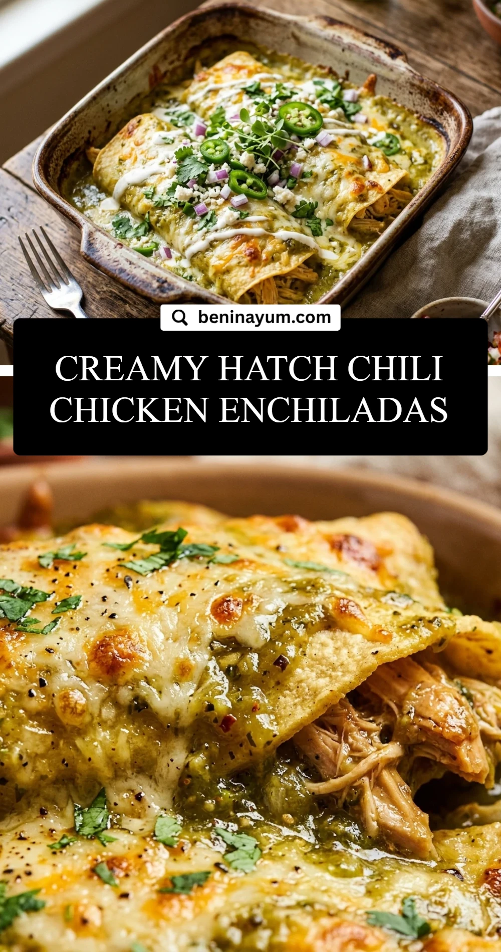 Creamy Hatch Chili Chicken Enchiladas