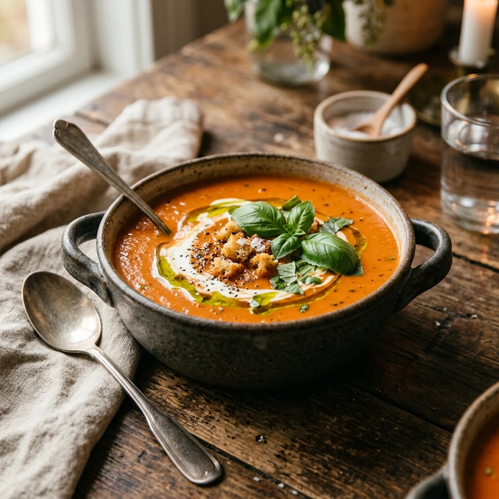 Creamy Tomato Basil Fall Soup