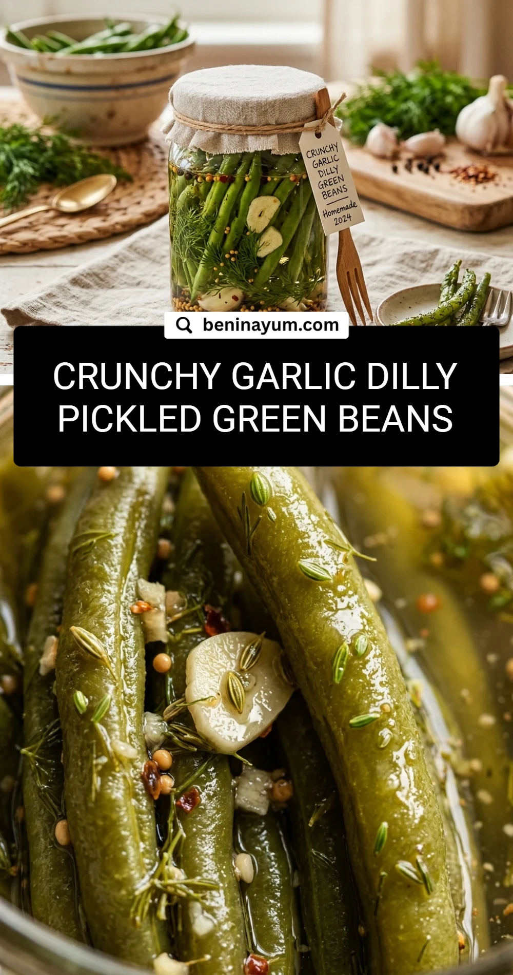 Crunchy Garlic Dilly Pickled Green Beans
