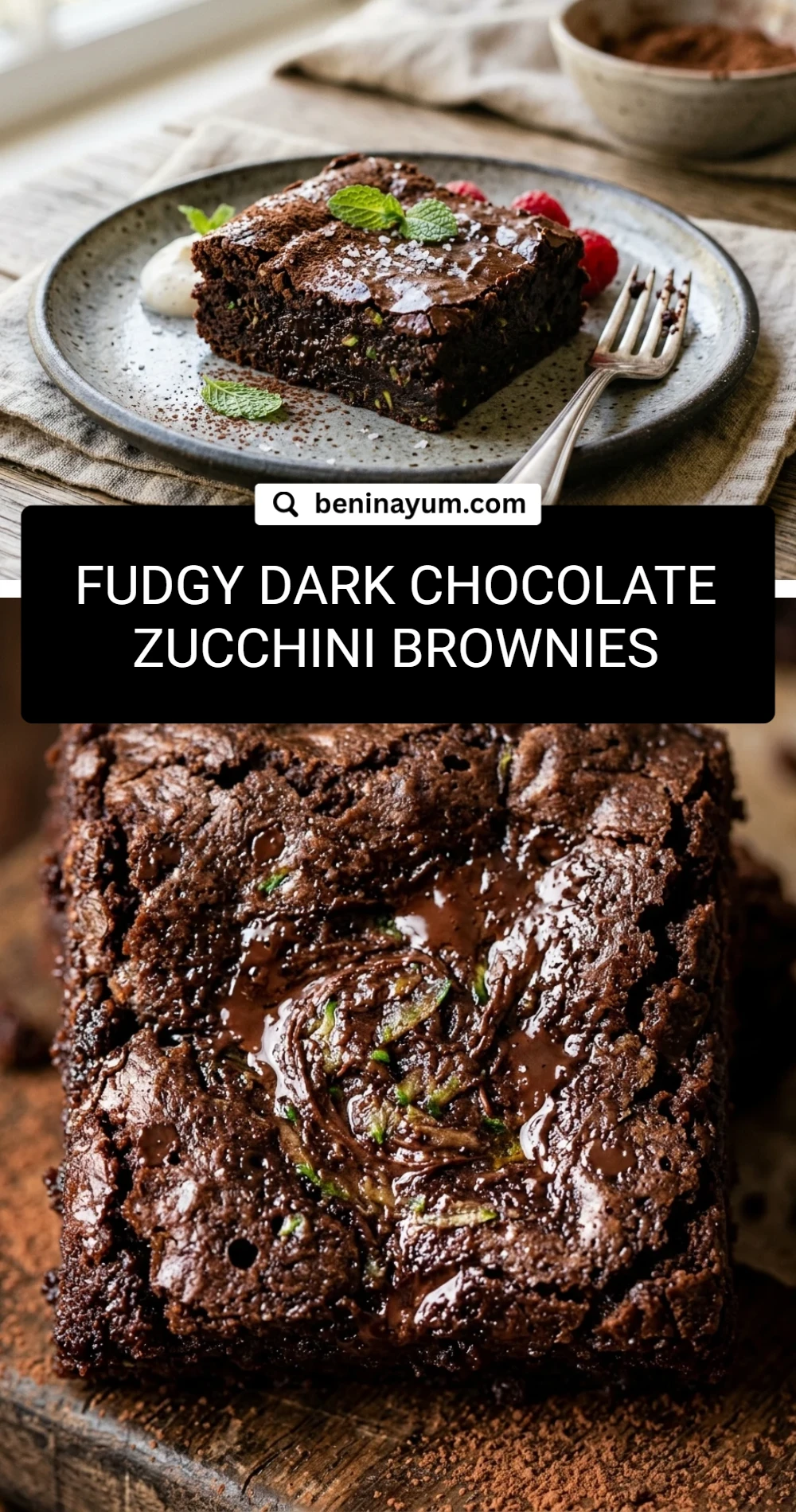 Fudgy Dark Chocolate Zucchini Brownies