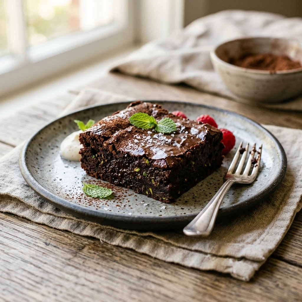 Fudgy Dark Chocolate Zucchini Brownies