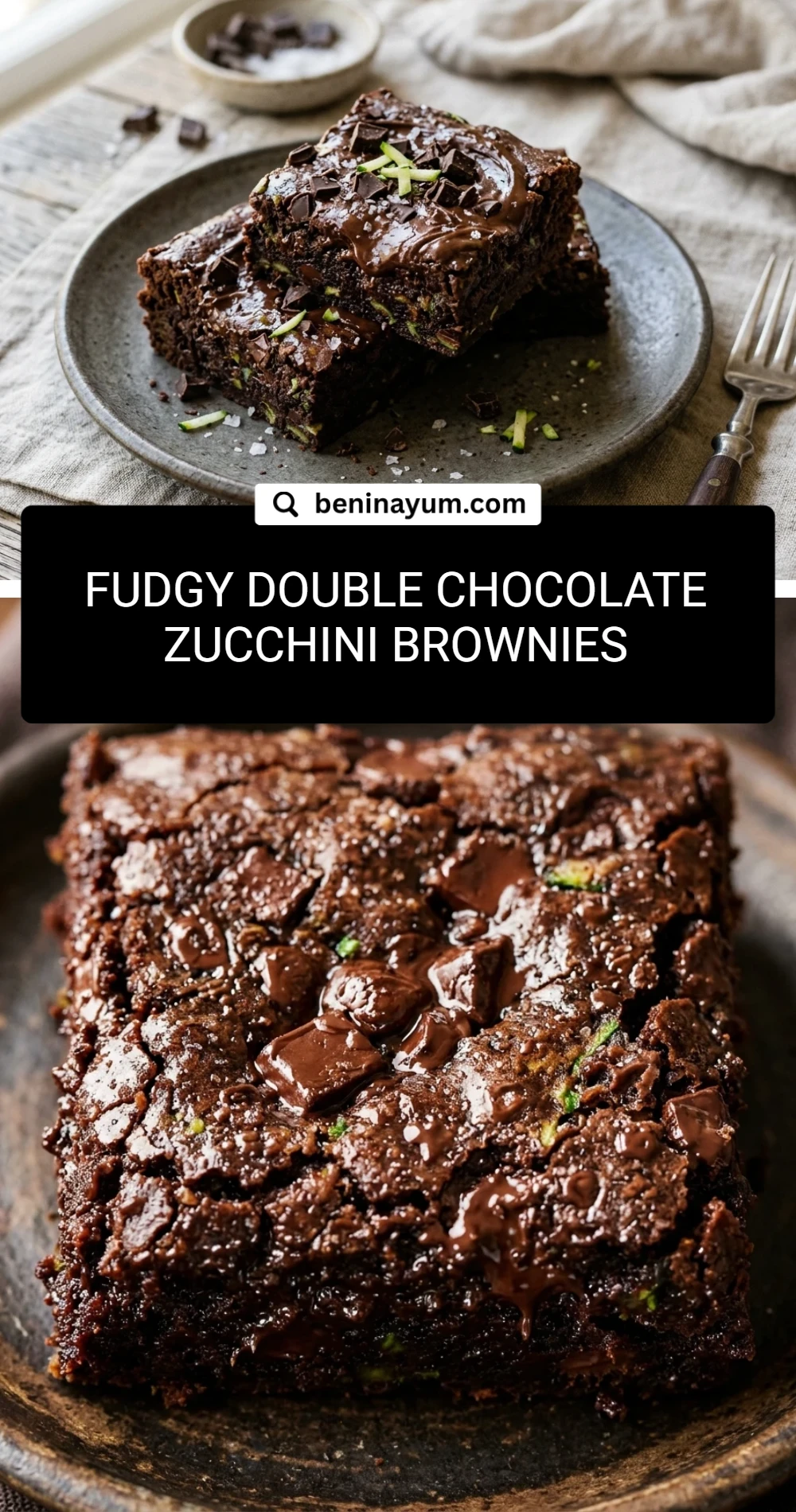 Fudgy Double Chocolate Zucchini Brownies
