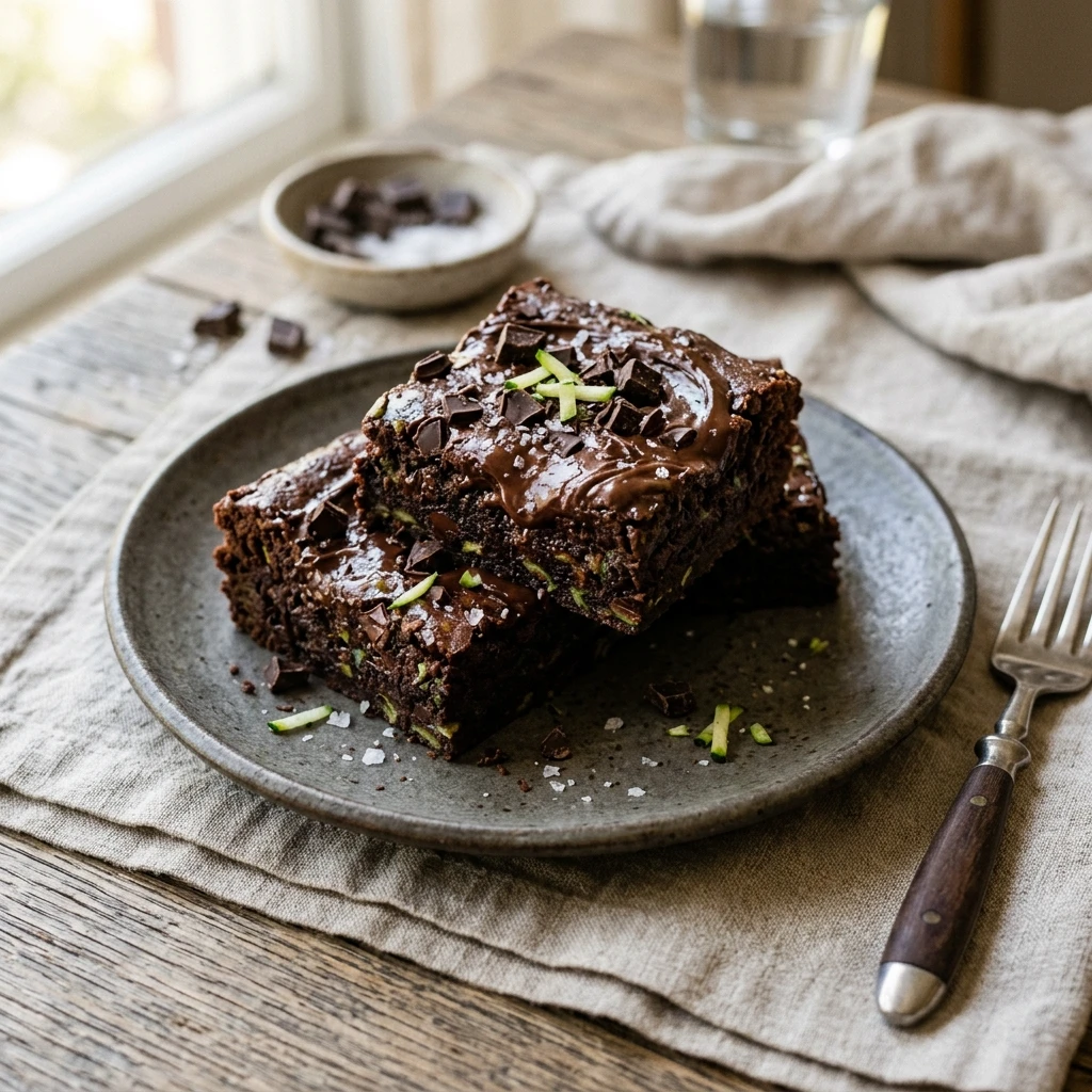 Fudgy Double Chocolate Zucchini Brownies