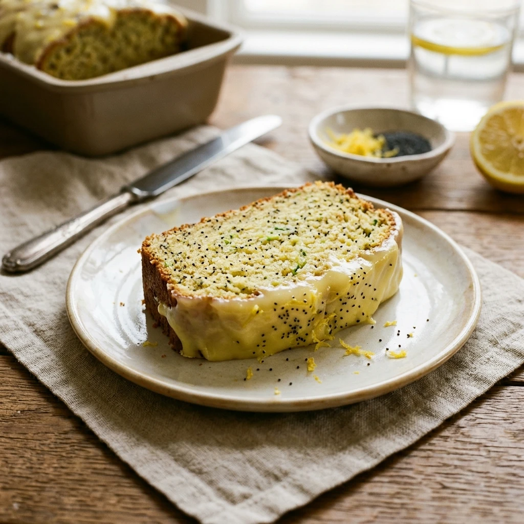 Glazed Lemon Poppy Zucchini Bread