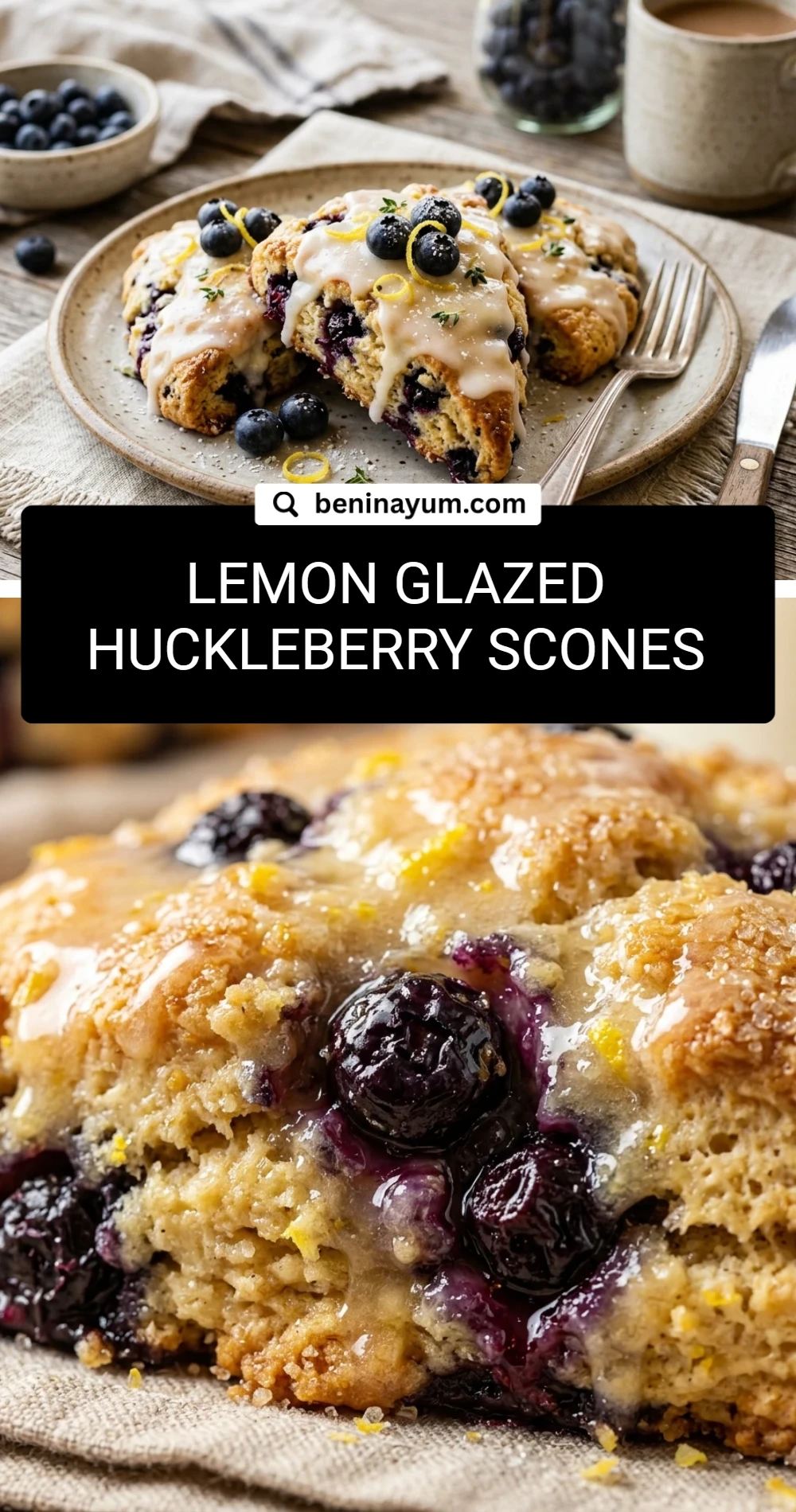 Lemon Glazed Huckleberry Scones