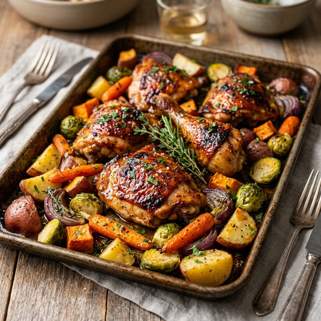 Maple Glazed Sheet Pan Chicken Dinner