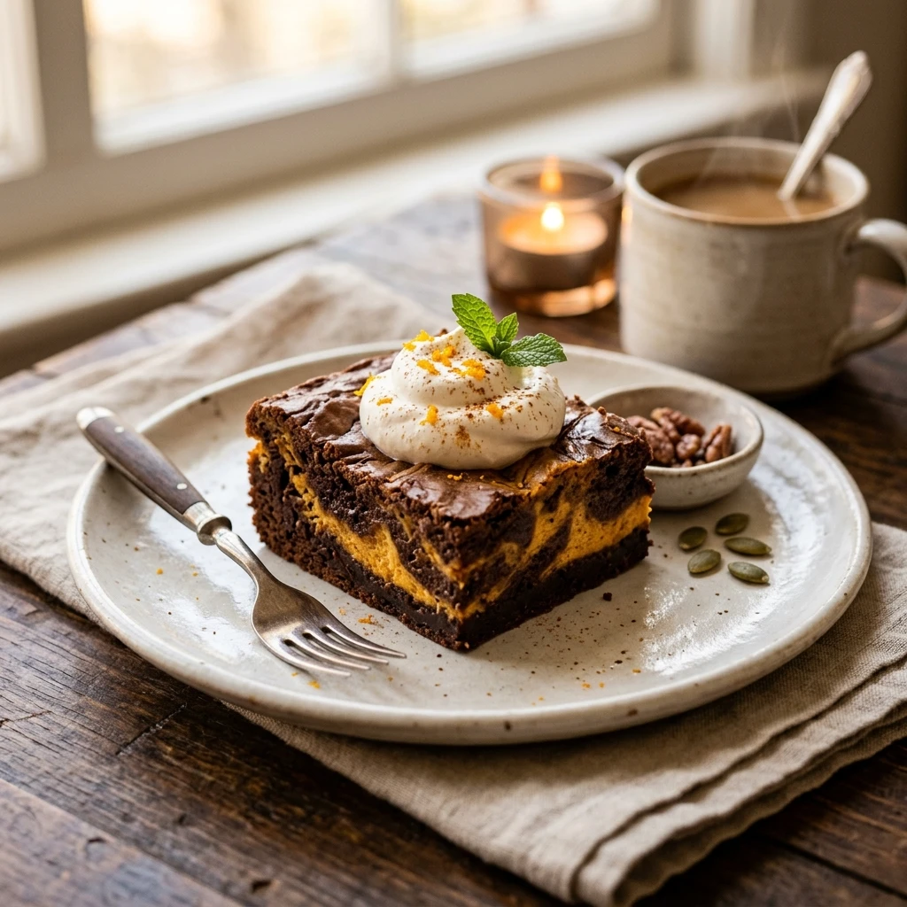 Swirled Pumpkin Cheesecake Brownies