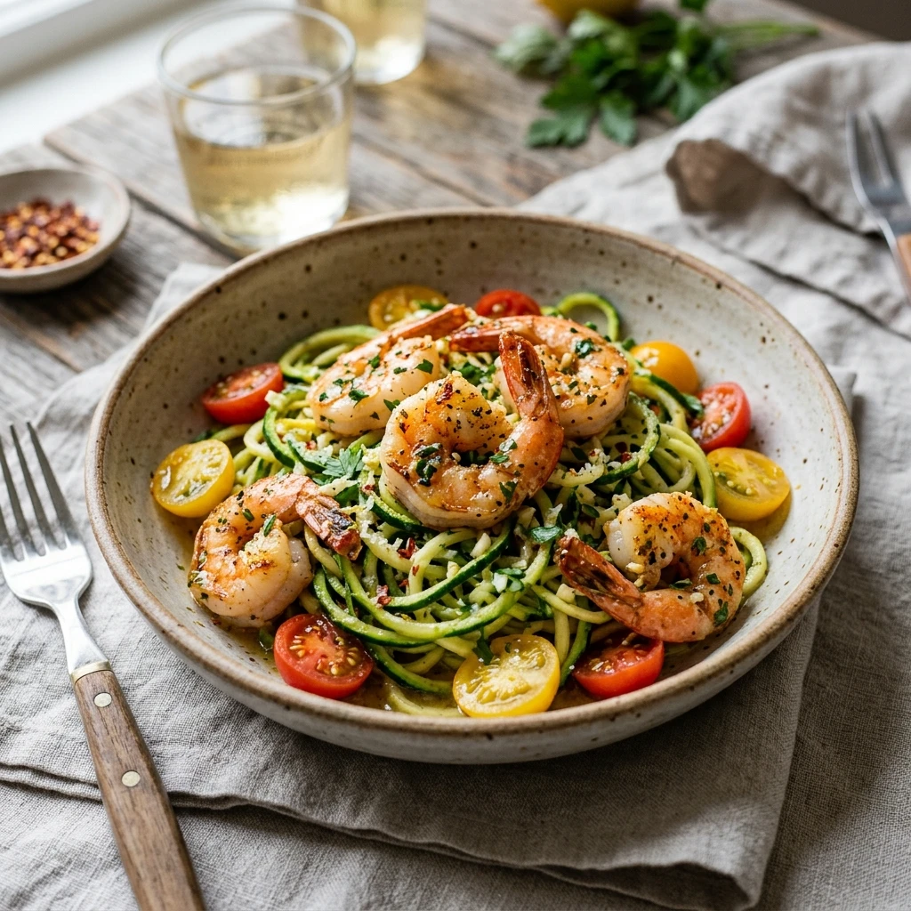 Garlic Butter Shrimp Zucchini Noodles