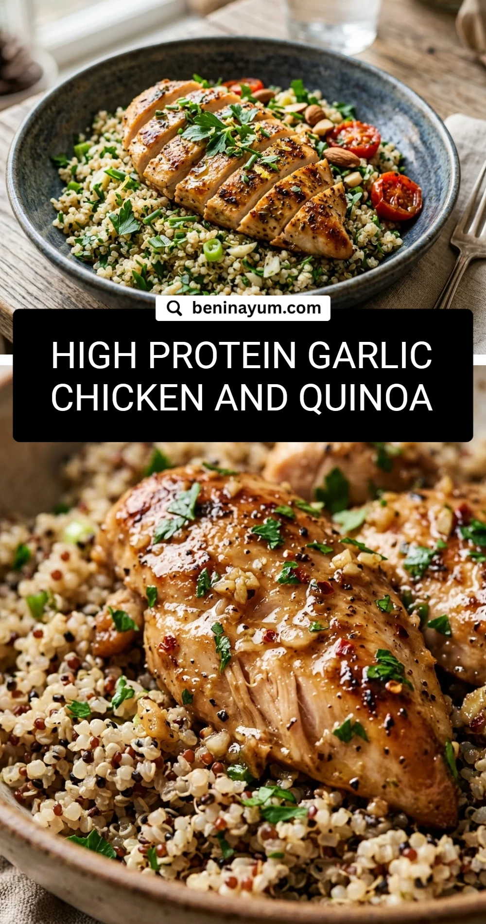 High Protein Garlic Chicken And Quinoa