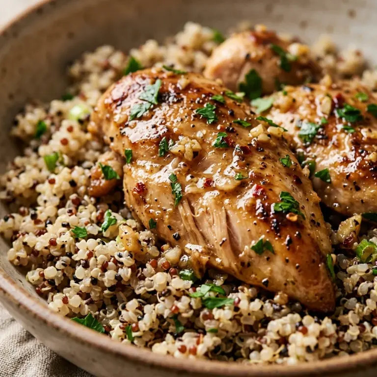 High Protein Garlic Chicken And Quinoa