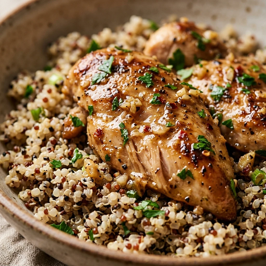 High Protein Garlic Chicken And Quinoa