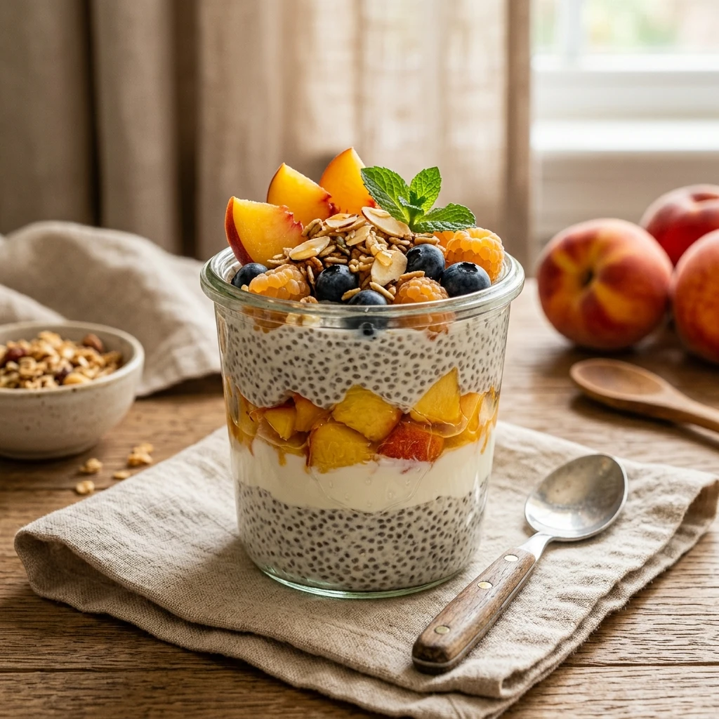 Peach Chia Pudding Parfait